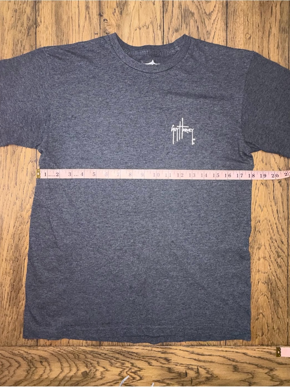 Guy Harvey Redfish Graphic Tee Charcoal Gray Heather Back Print Fishing Sz S - Picture 6 of 6